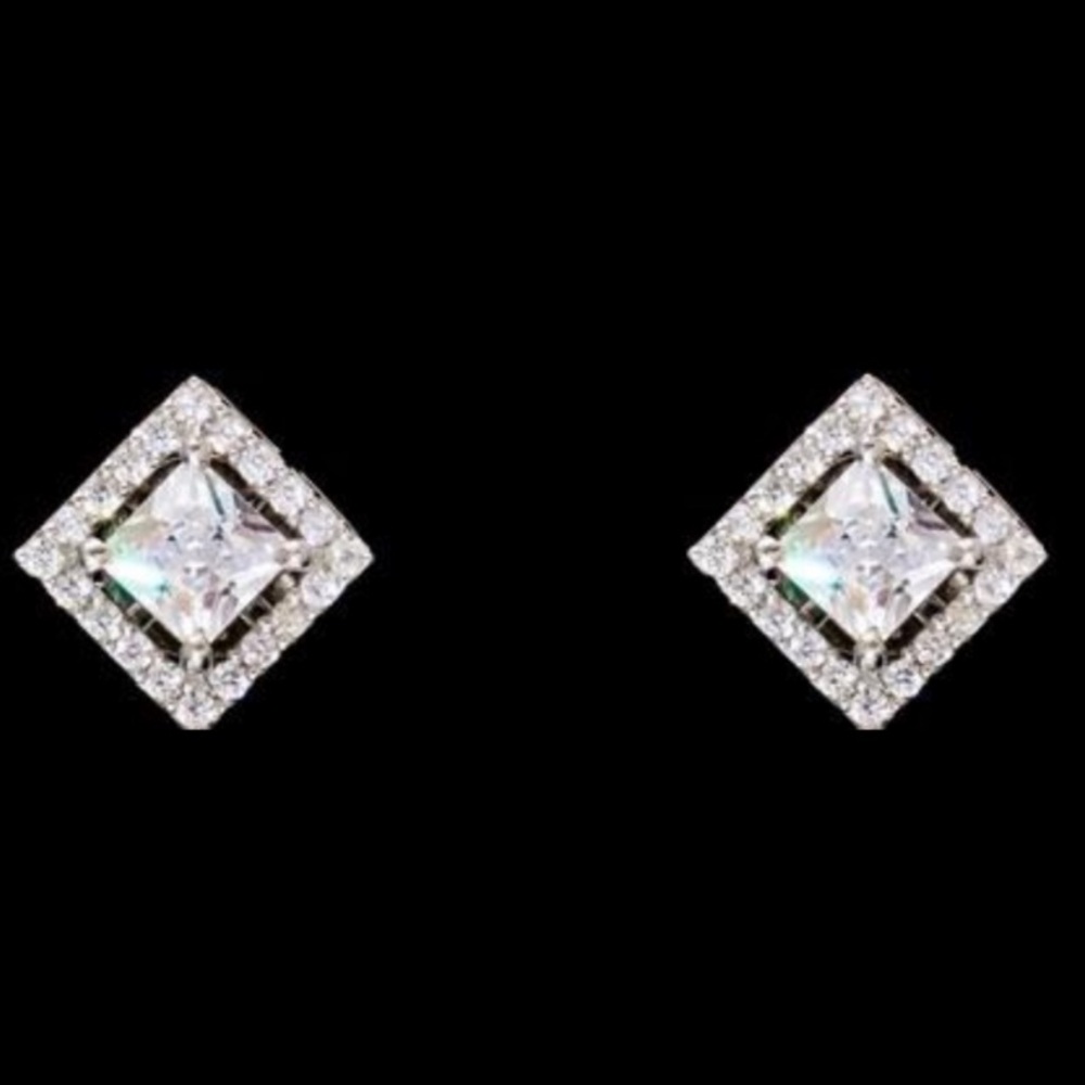 Classic Princess Cut Stud Earrings